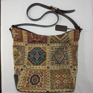Pre Loved Brown Tapestry Shoulder Bag - Relic